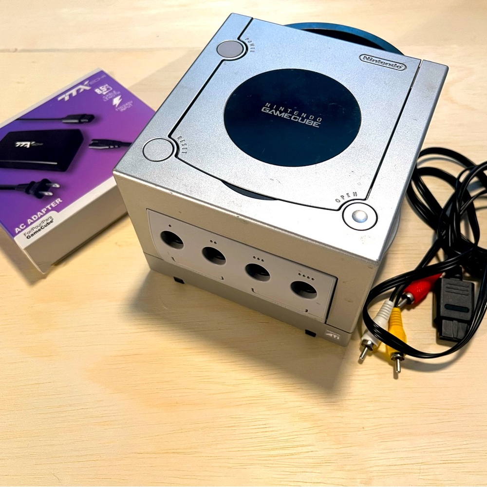 Nintendo GameCube with power and audio/video cords